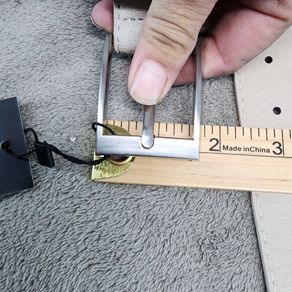 PX Belt Mens 30 Beige Leather Silver Tone Buckle  *NWT* - Picture 5 of 6